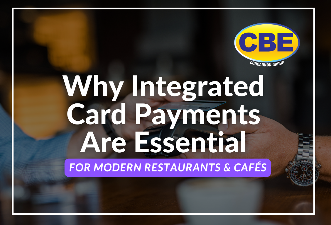 Man making an integrated card payment in a Dublin cafe